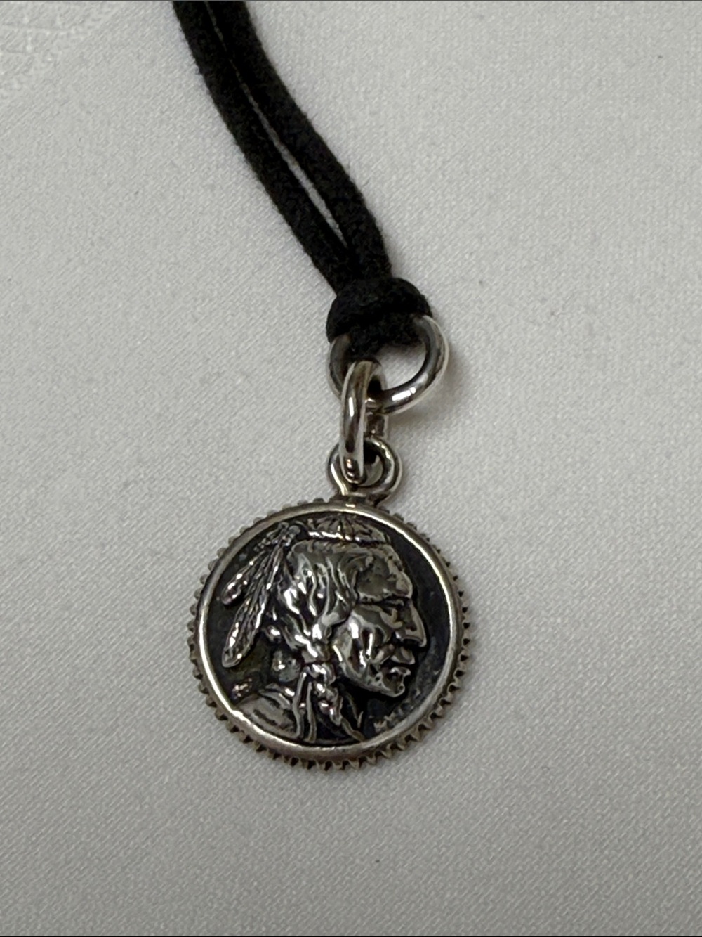 King Baby Studio Silver Buffalo Nickel Pendant on Black Cord